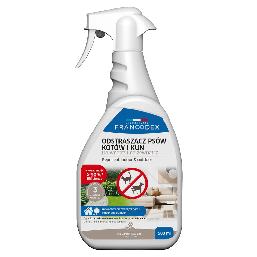 Francodex Spray Odstraszający Do Wnętrz i Na Zewnątrz Psy Koty Kuny 500ml